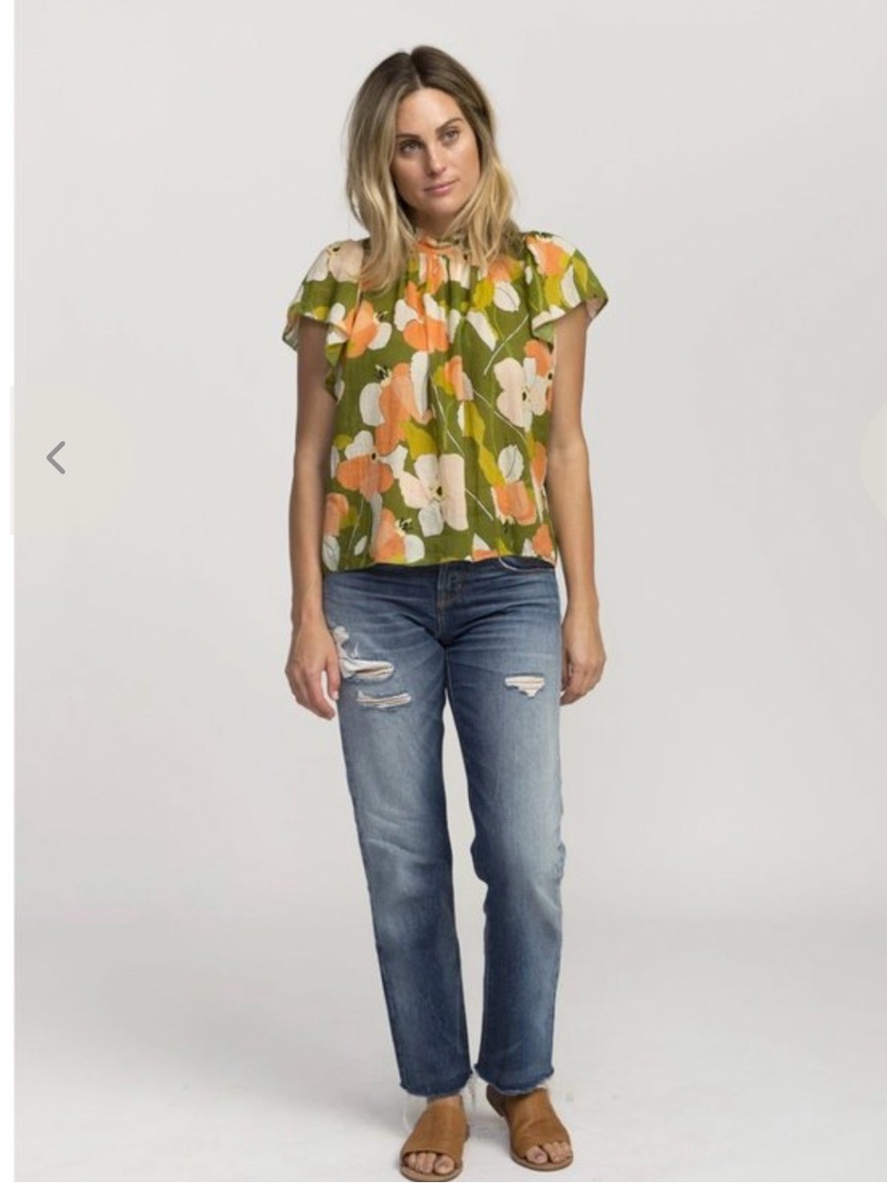 Trovata Birds of Paradise Carla Highneck Shirt Green Floral size XS - Picture 4 of 14